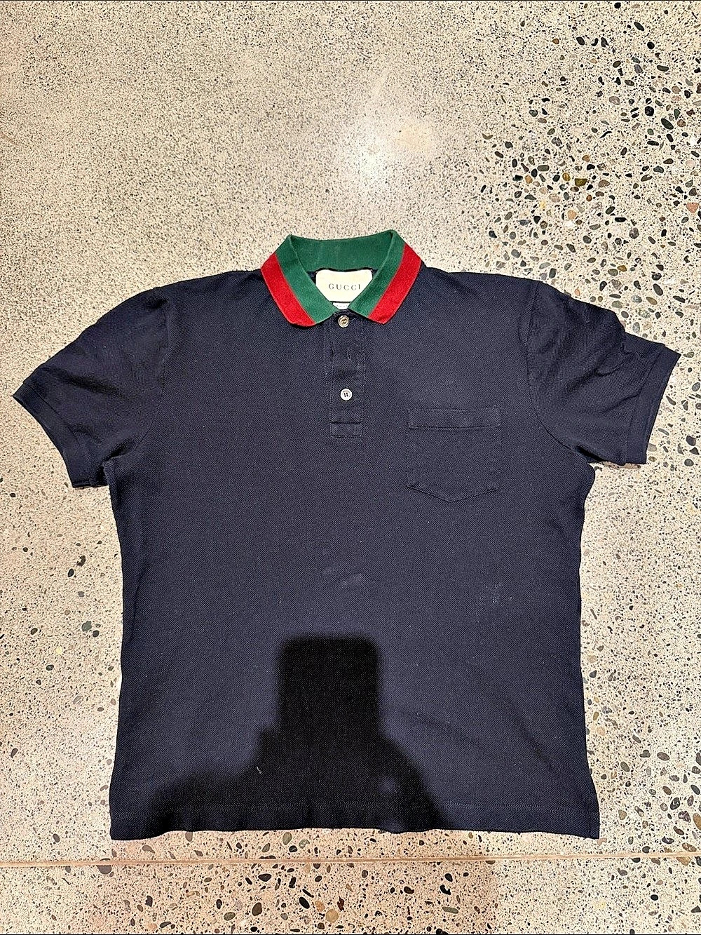Gucci Cotton piquet polo with Web collar Web Collar Polo Blue & Red